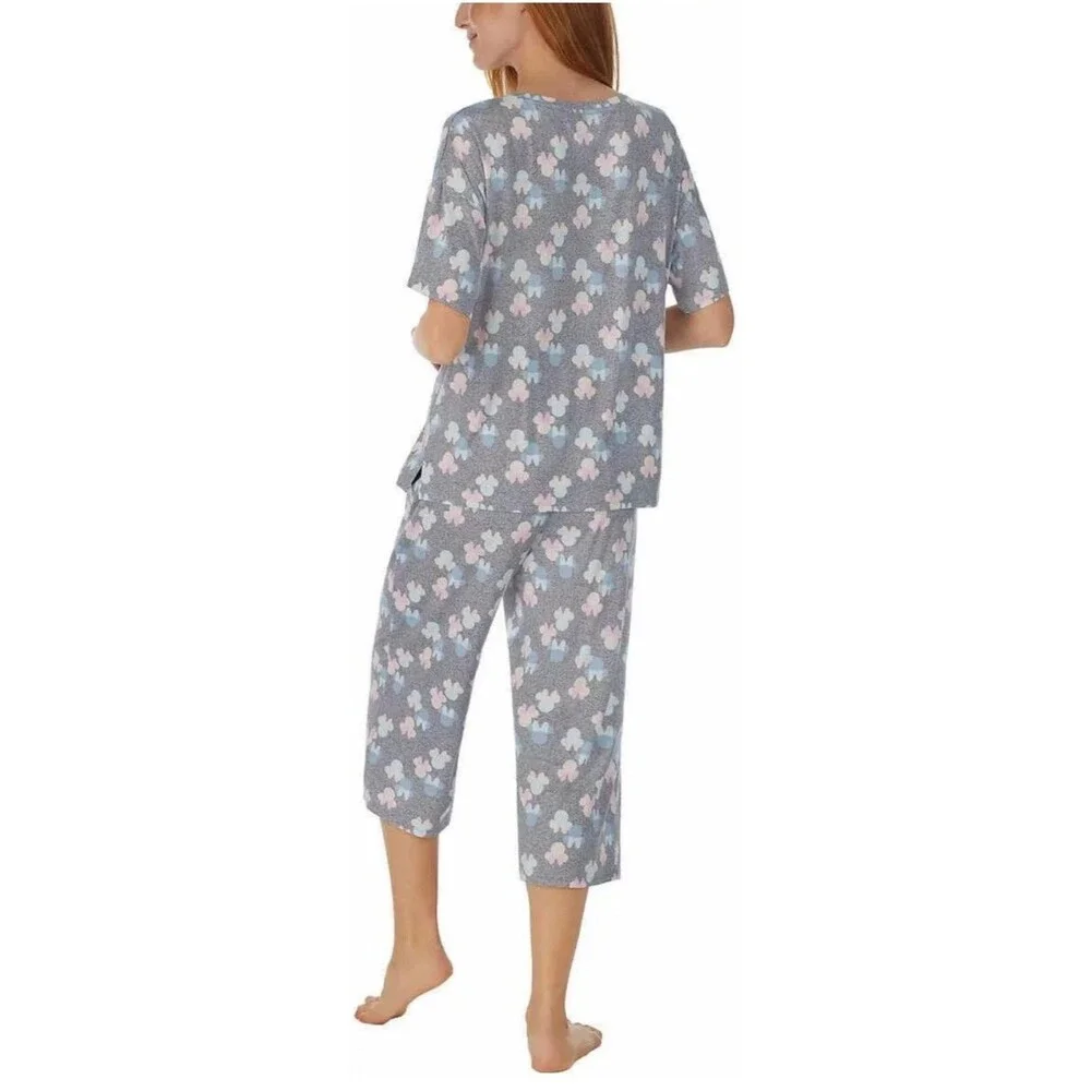 Disney Minnie Mouse Women's 2pc Capri Pant + Top Pajama Lounge Set Gray Size M - Picture 4 of 8